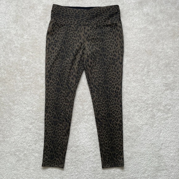 Carmen Marc Valvo Pants - Carmen Marc Valvo Leopard Print Legging Olive Green Women's Medium NWT
